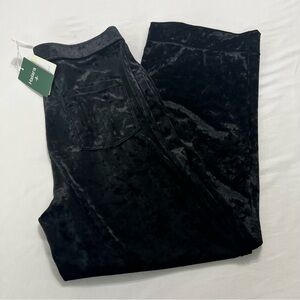 HALARA NWT Black Velvet Wide Leg Pants Petite Large High Waisted